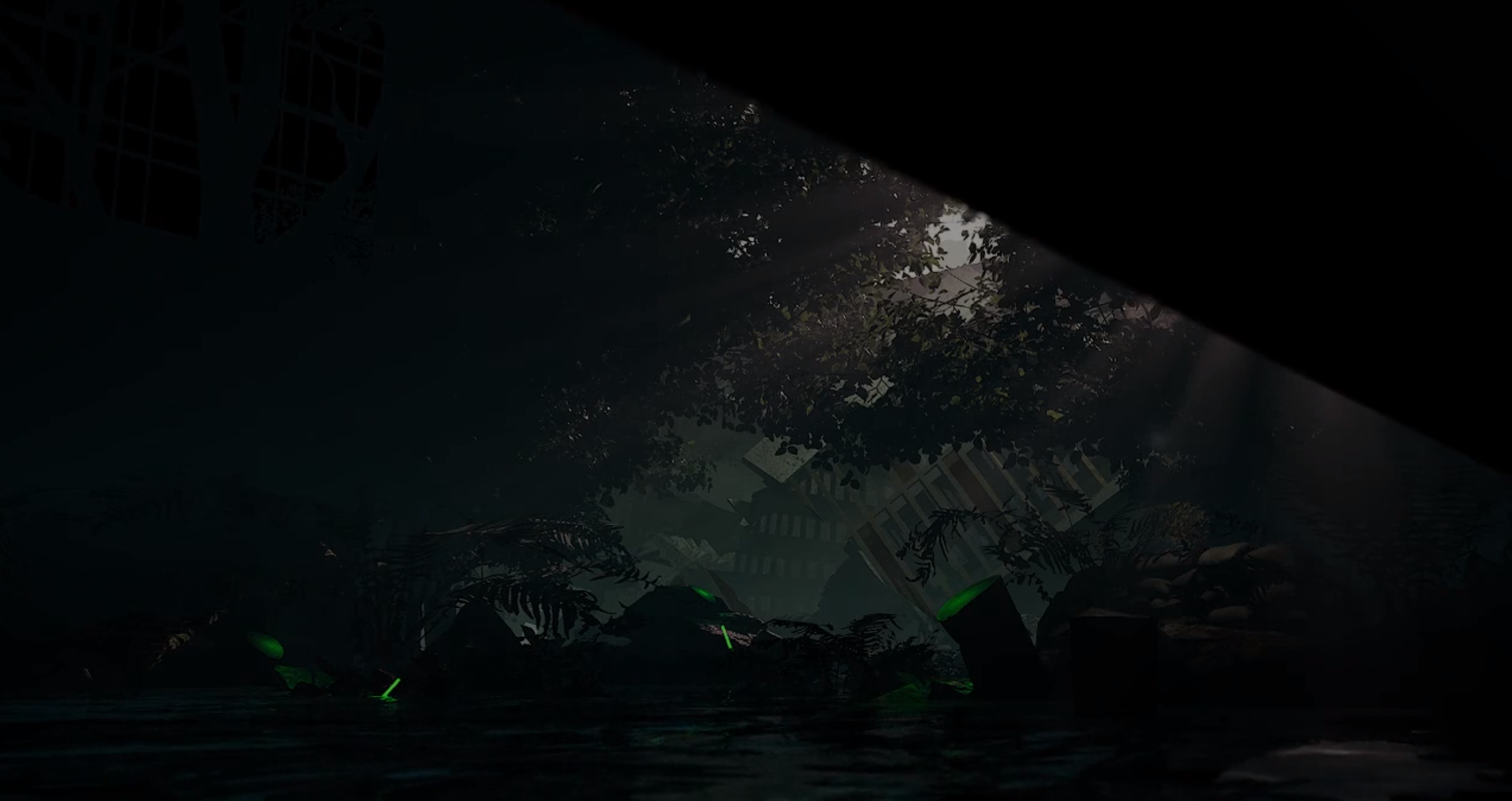 Still 02 subterranean colonnade glowing in radioactive fog